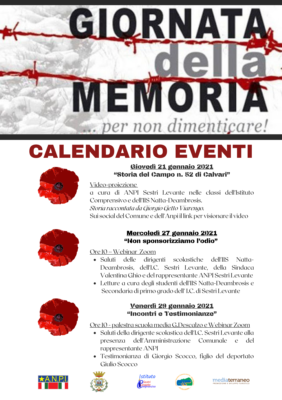 Giorno della Memoria: a Sestri Levante iniziative anche on line
