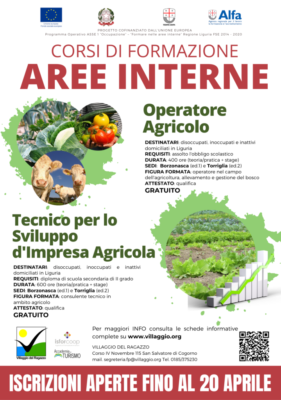Aree interne – Aperte le iscrizioni ai corsi organizzati dal Villaggio del Ragazzo Aree interne – Aperte le iscrizioni ai corsi organizzati dal Villaggio del Ragazzo
